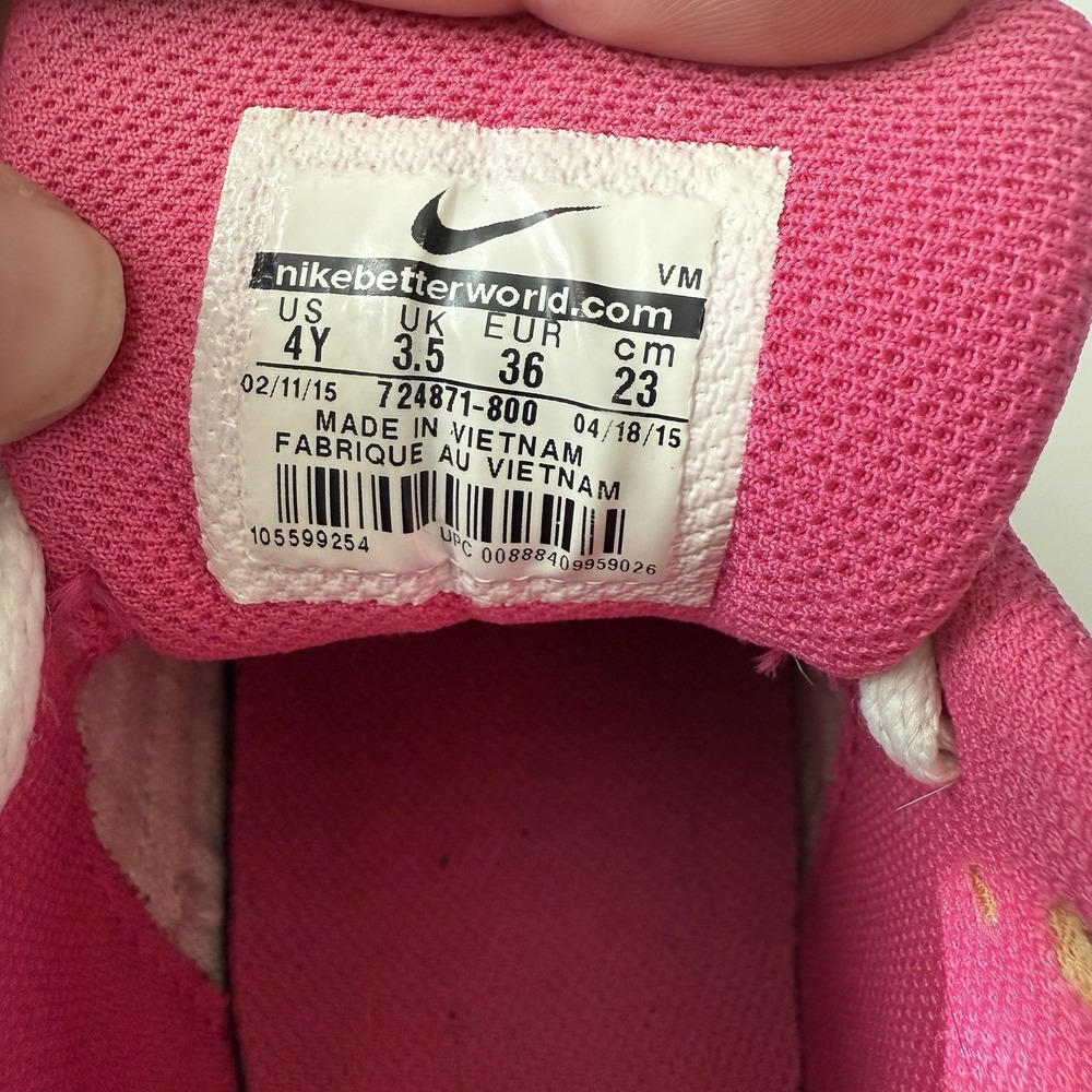 Nike Air Max 90 Pink Orange Silver Athletic Running Shoes Sneakers Youth Size 4 - Picture 8 of 8